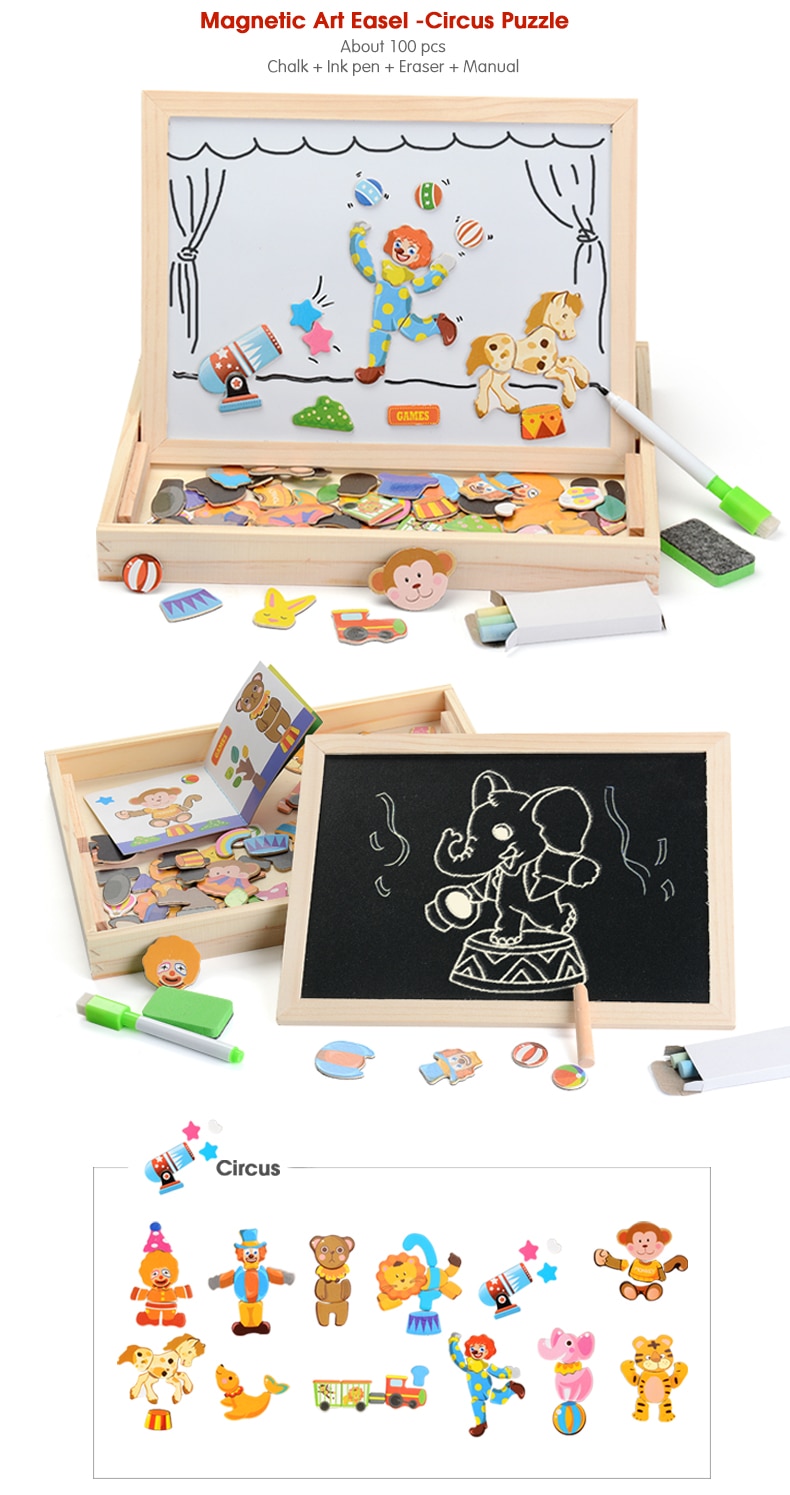 Kid's Magnetic Wooden Puzzle 100 Pcs Kid's Magnetic Wooden Puzzle 100 Pcs