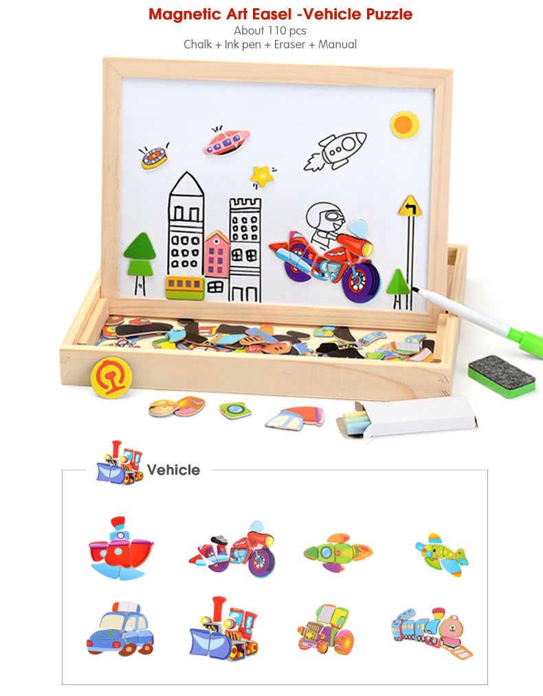 Kid's Magnetic Wooden Puzzle 100 Pcs Kid's Magnetic Wooden Puzzle 100 Pcs