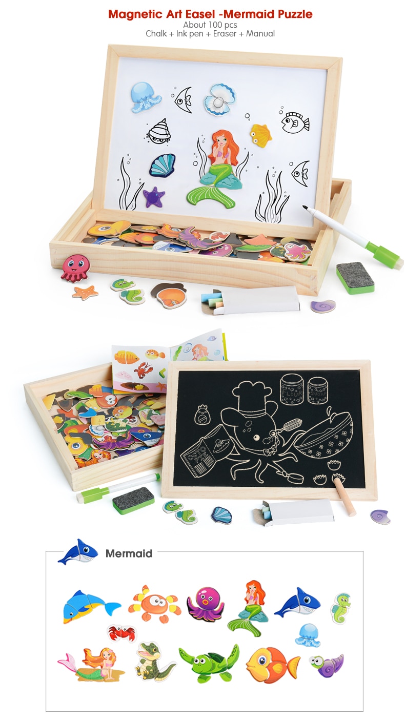 Kid's Magnetic Wooden Puzzle 100 Pcs Kid's Magnetic Wooden Puzzle 100 Pcs