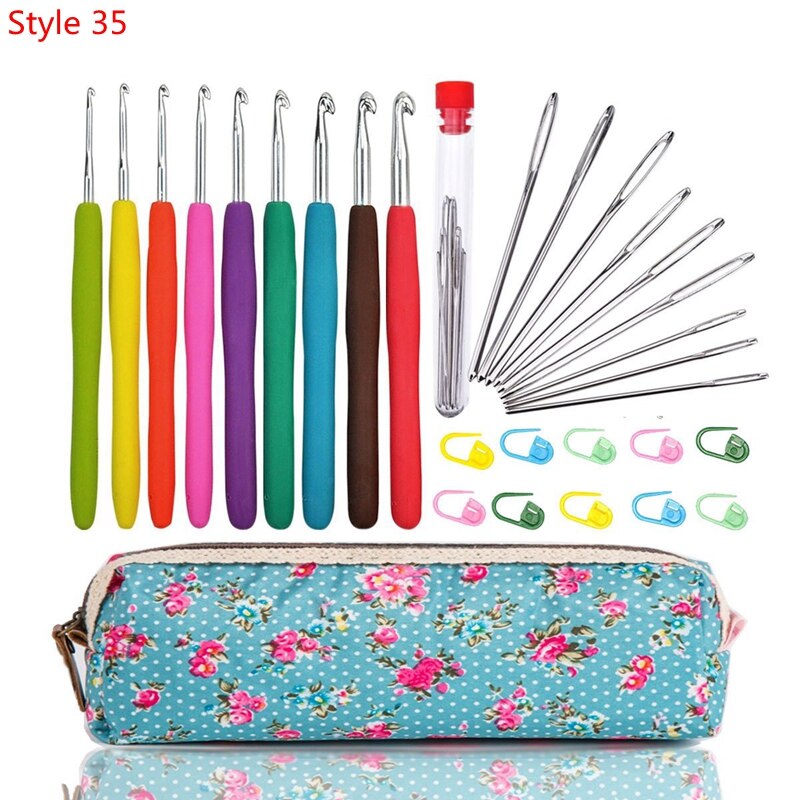 35 Styles New Crochet Hook Set With Yarn Knitting Needles