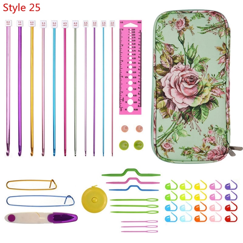 35 Styles New Crochet Hook Set With Yarn Knitting Needles
