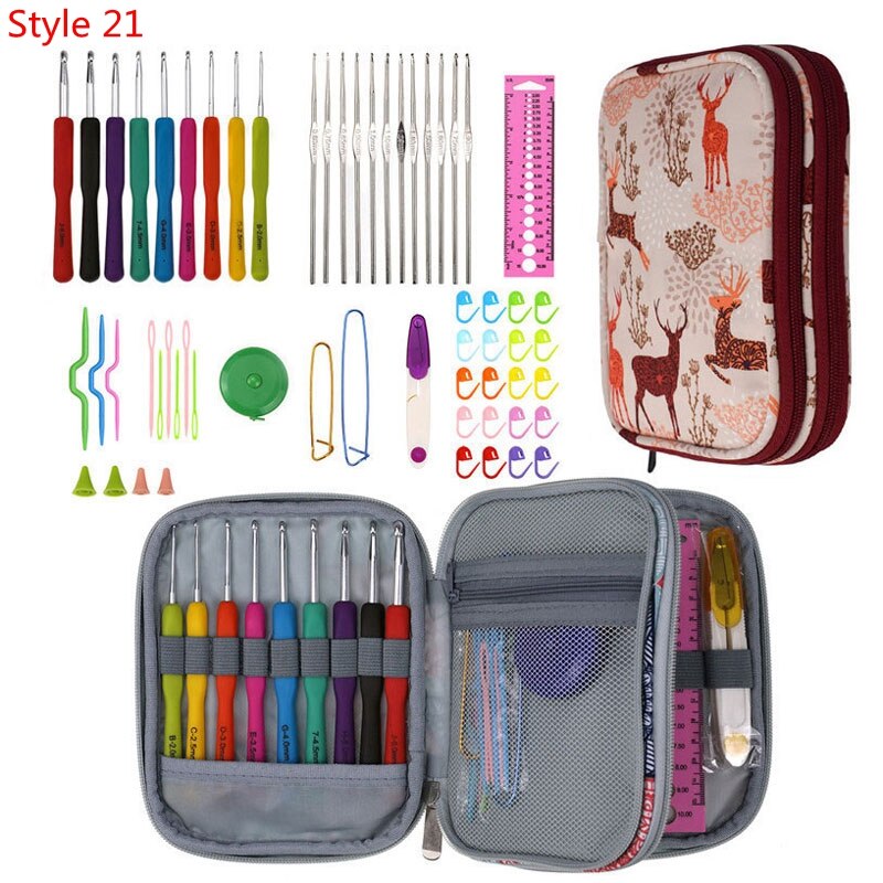 35 Styles New Crochet Hook Set With Yarn Knitting Needles