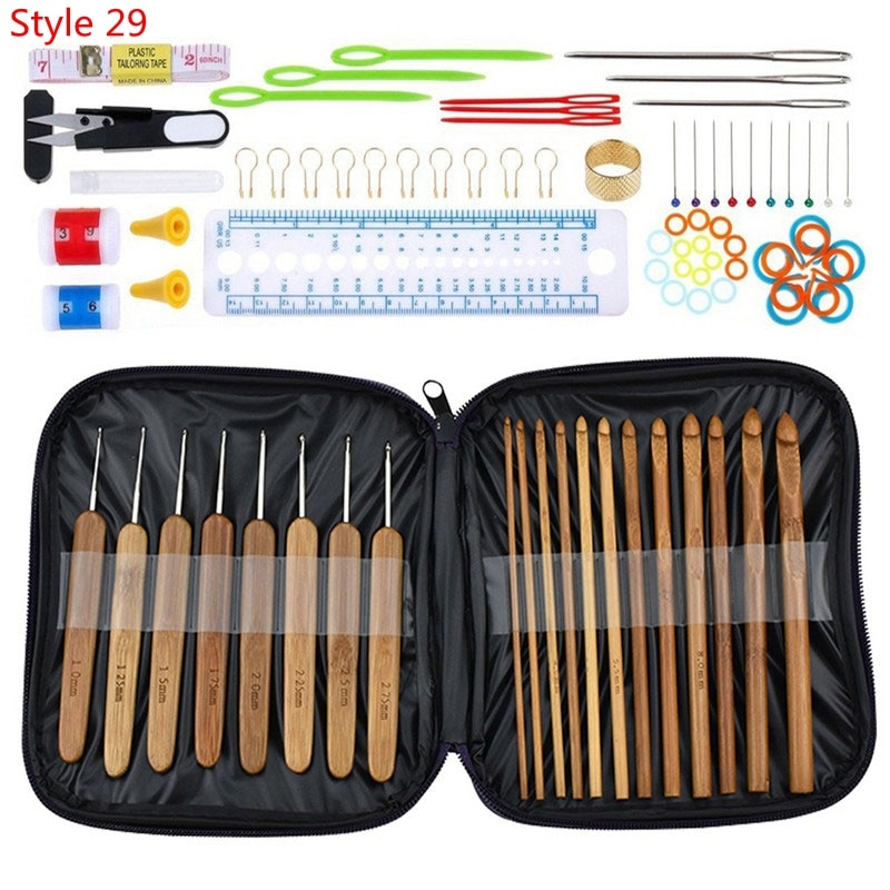 35 Styles New Crochet Hook Set With Yarn Knitting Needles