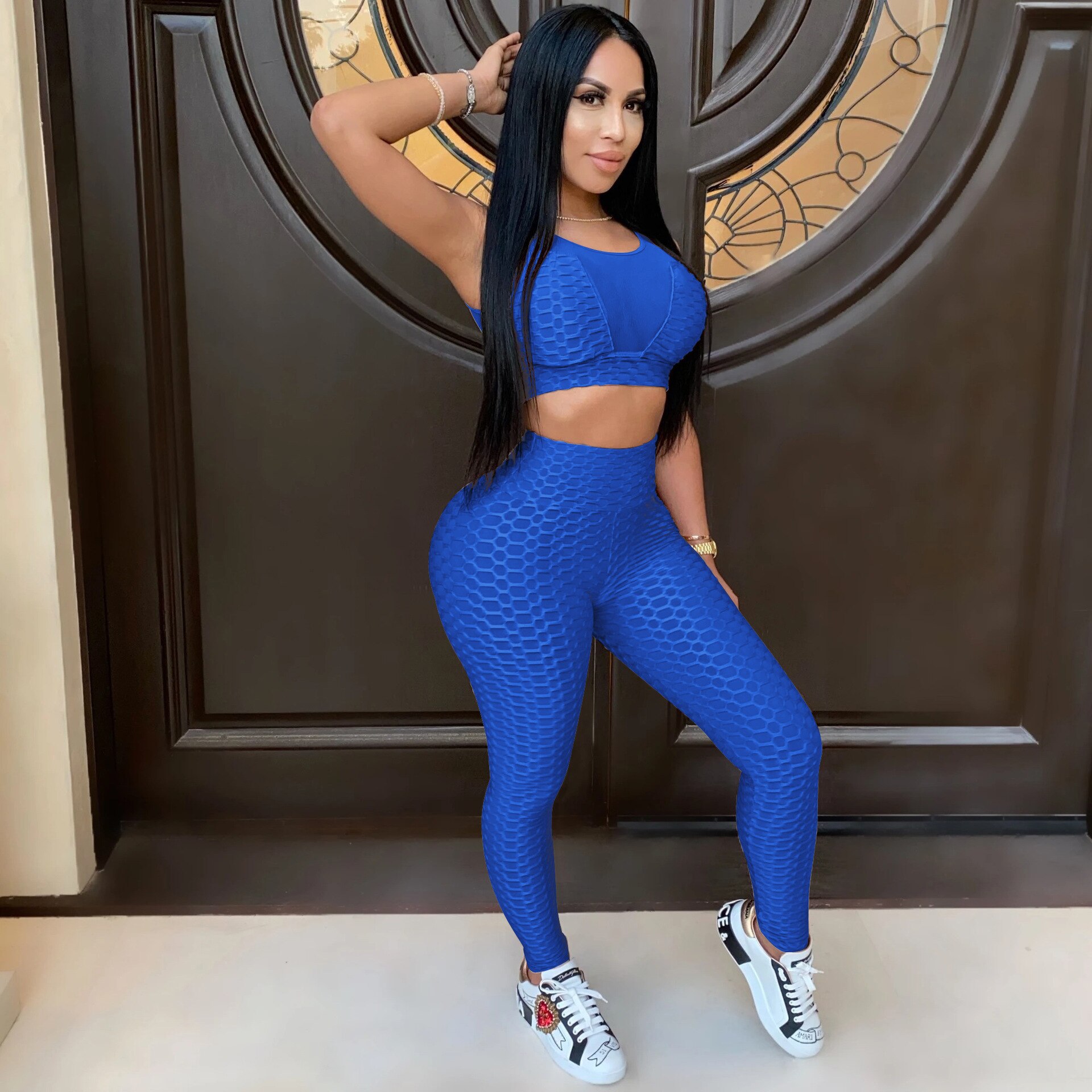 Two Piece Set/ Crop Top Long Booty Pants