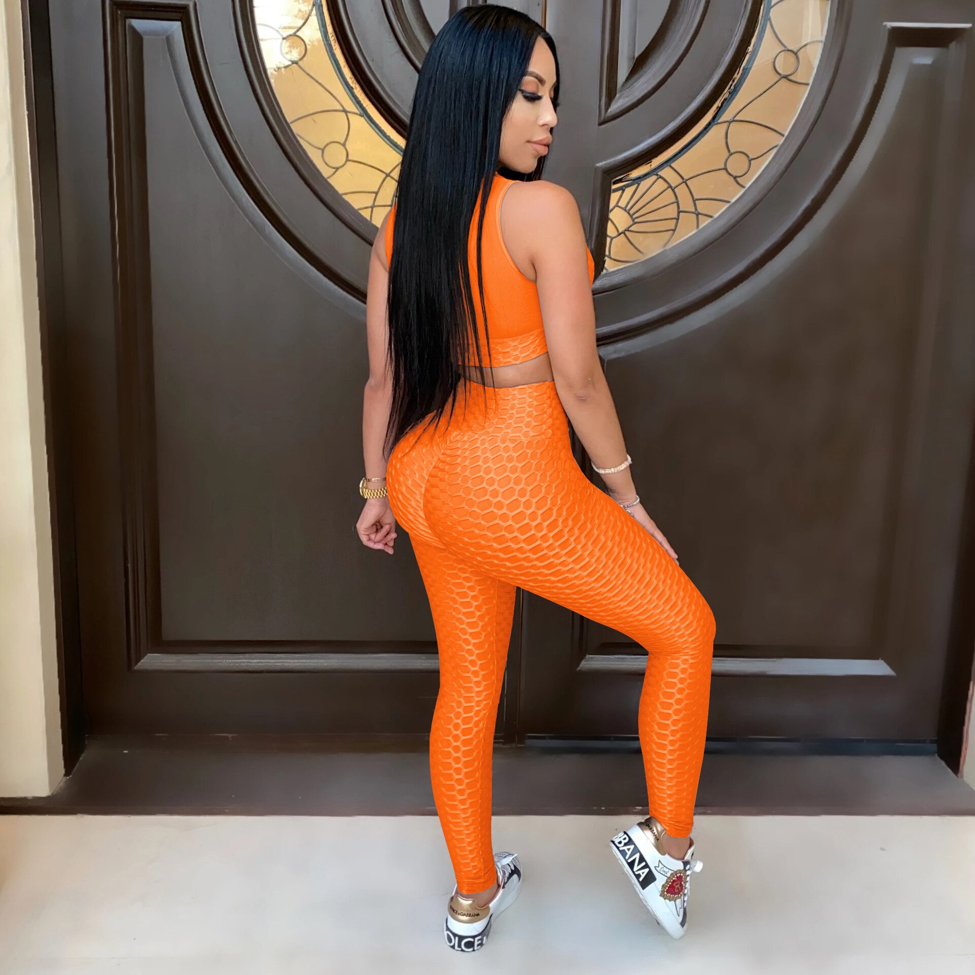 Two Piece Set/ Crop Top Long Booty Pants