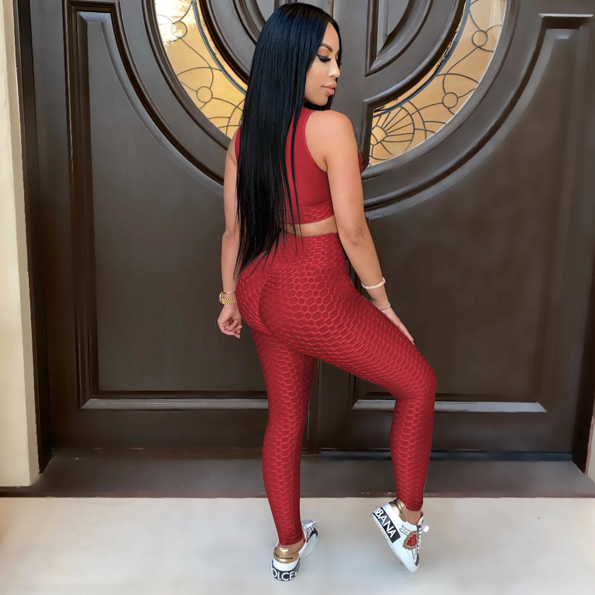 Two Piece Set/ Crop Top Long Booty Pants