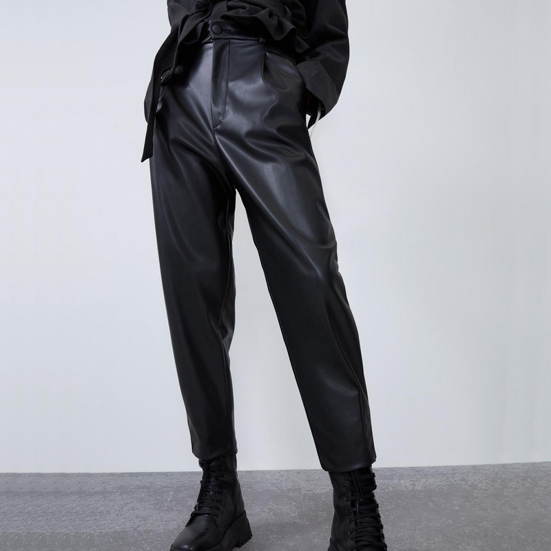 High Waist  Faux Leather Pants