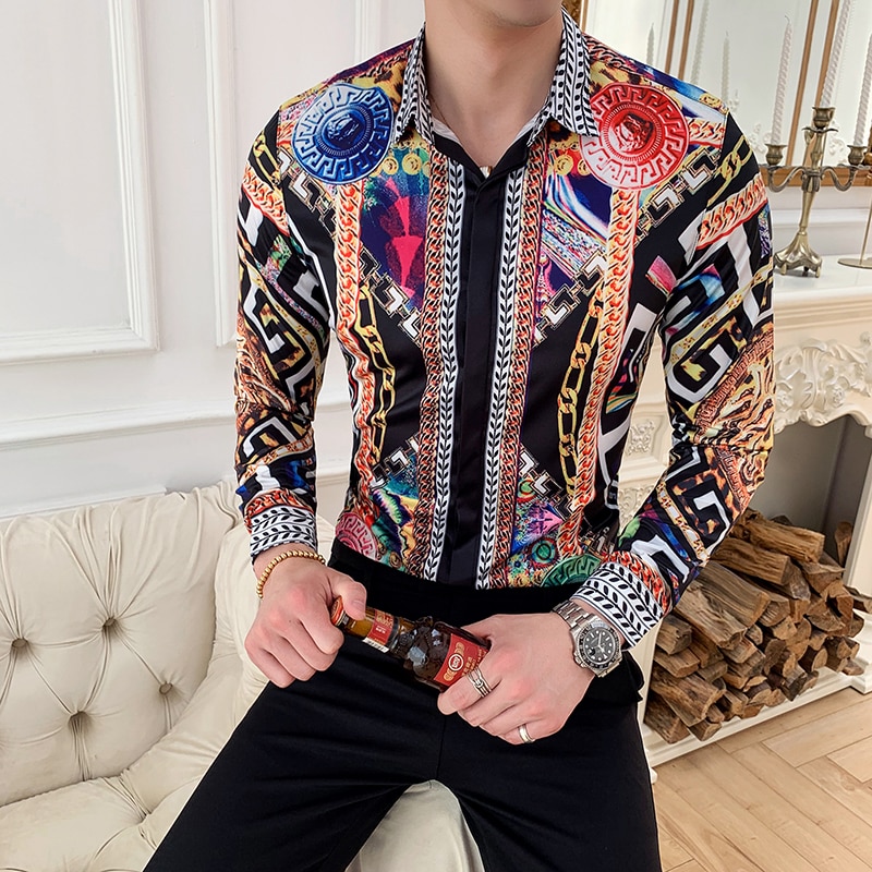 Men’s Printed Long Sleeve Shirt /Slim Fit Men's Printed Long Sleeve Shirt /Slim Fit