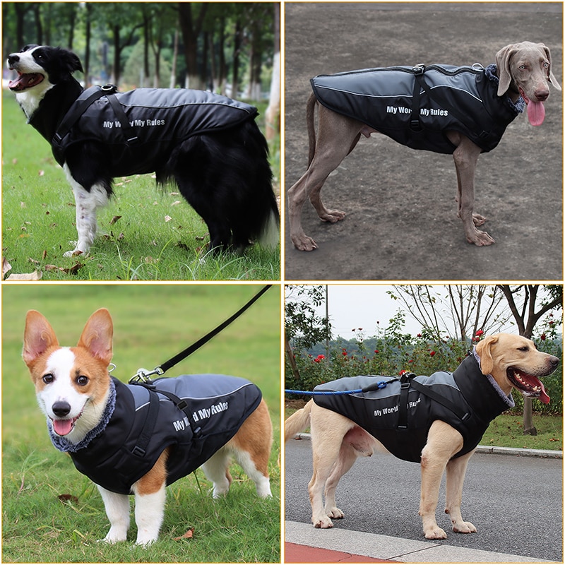 Large Dog Jacket With Fur Collar Large Dog Jacket With Fur Collar