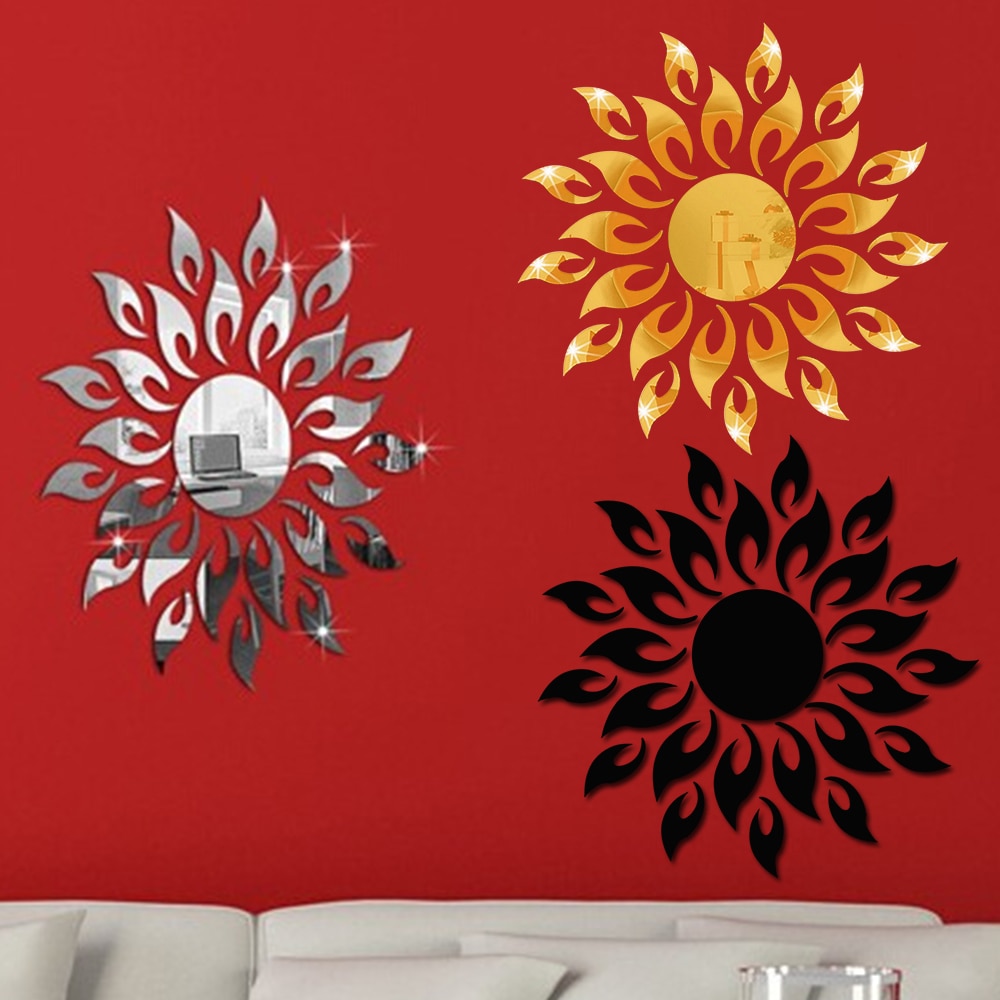Sun Flower Mirror Wall Stickers Sun Flower Mirror Wall Stickers