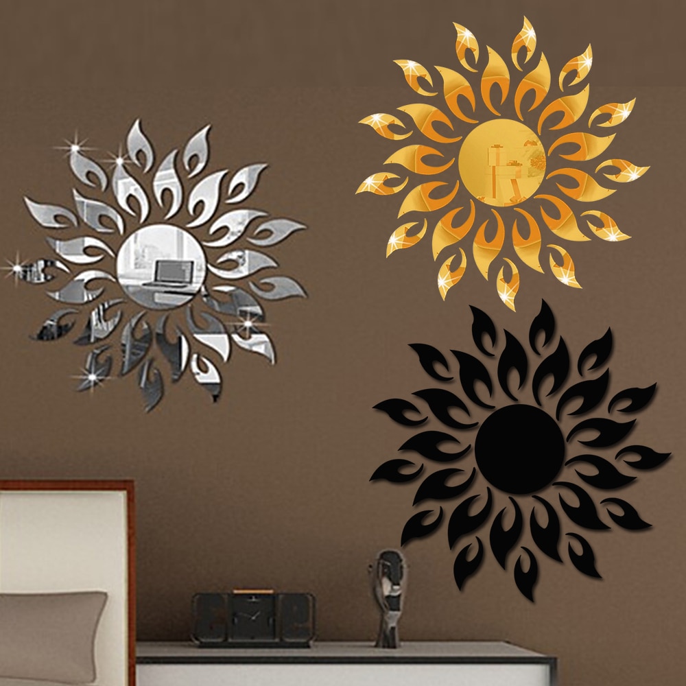 Sun Flower Mirror Wall Stickers