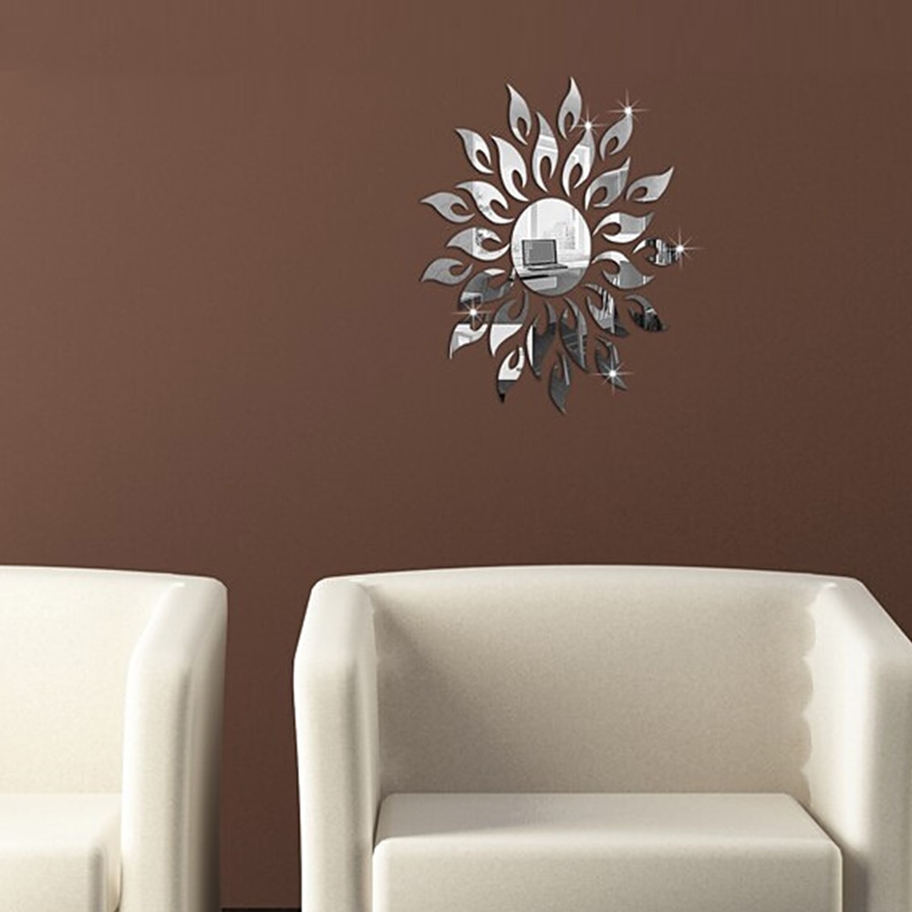 Sun Flower Mirror Wall Stickers Sun Flower Mirror Wall Stickers