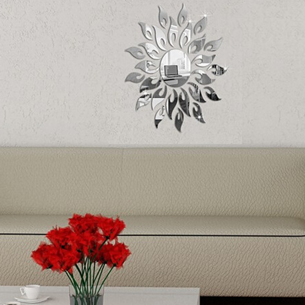 Sun Flower Mirror Wall Stickers