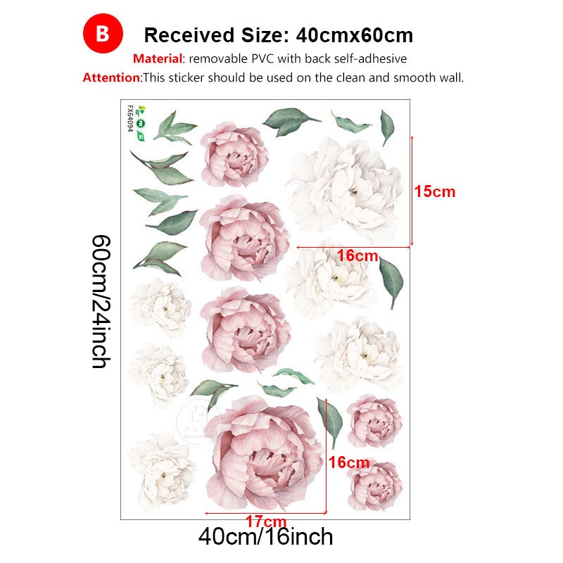 Peony Flowers Wall Stickers Peony Flowers Wall Stickers
