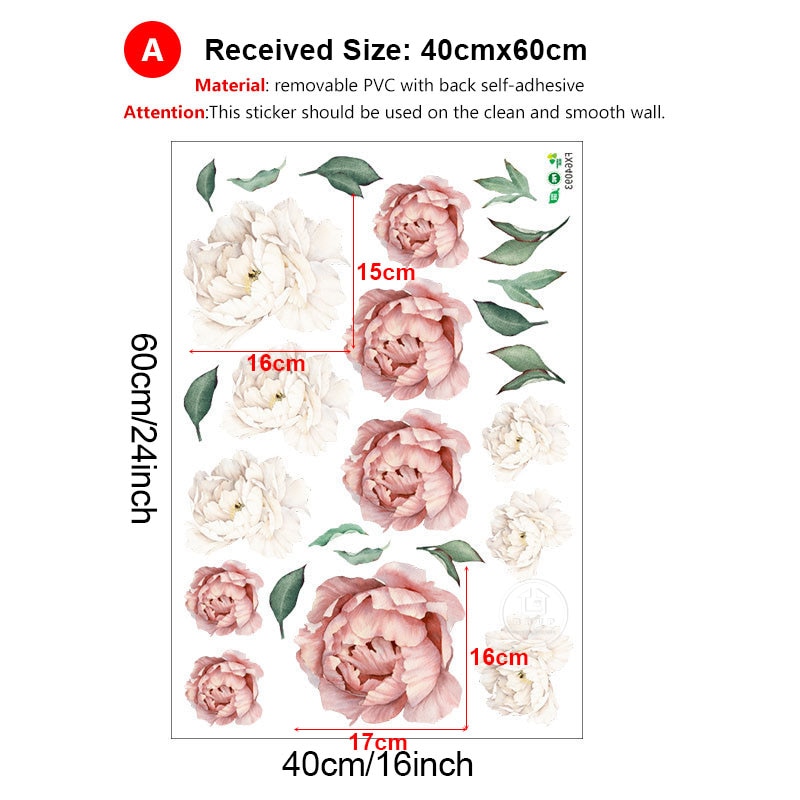 Peony Flowers Wall Stickers Peony Flowers Wall Stickers