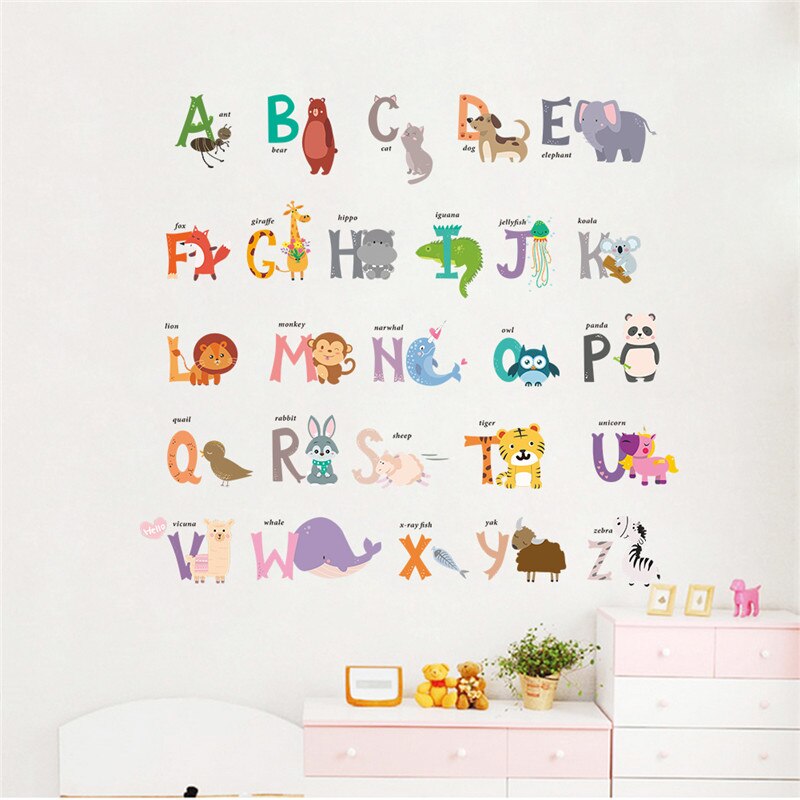 Alphabet animals wall stickers