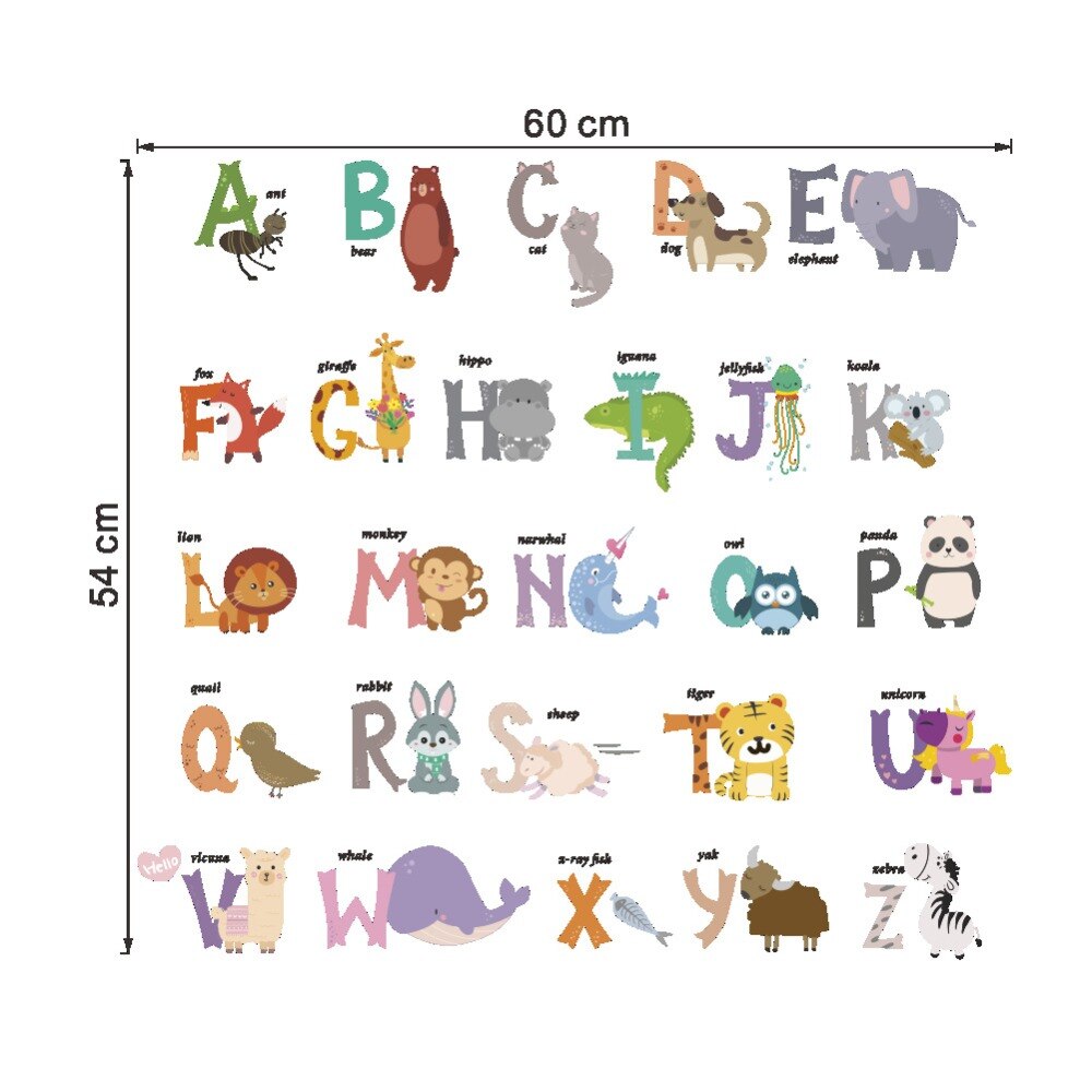 Alphabet animals wall stickers