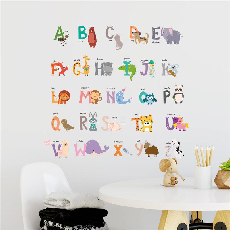 Alphabet animals wall stickers