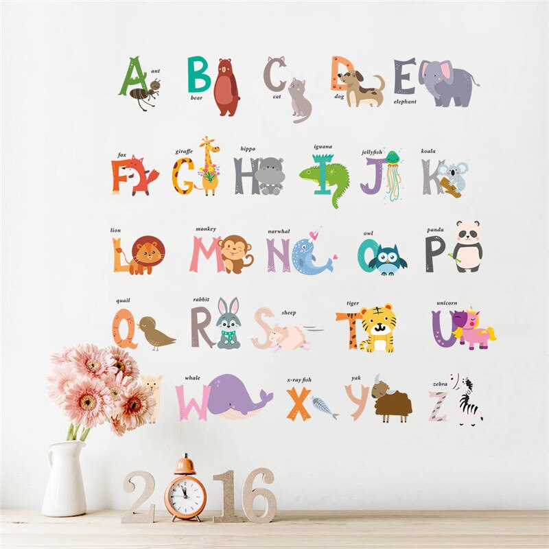 Alphabet animals wall stickers
