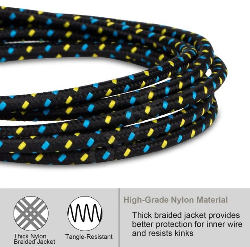 Nylon Braided Micro USB Cable 1m/2m/3m  Charger  For Android Phones