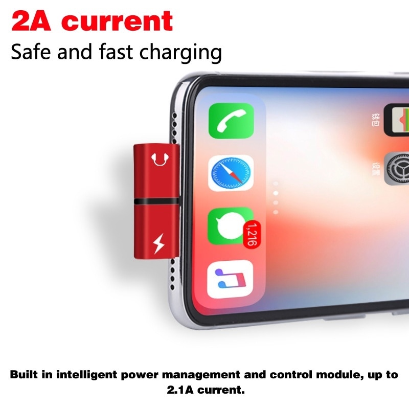 Mini 2 In 1 Dual Charging Adapter for Iphone 12 11 Pro Max XS XR X SE Mini 2 In 1 Dual Charging Adapter for Iphone 12 11 Pro Max XS XR X SE