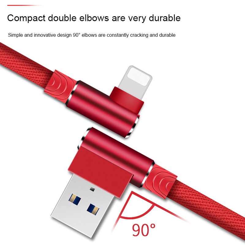 90 Degree USB Data Charger Fast Cable for iPhone