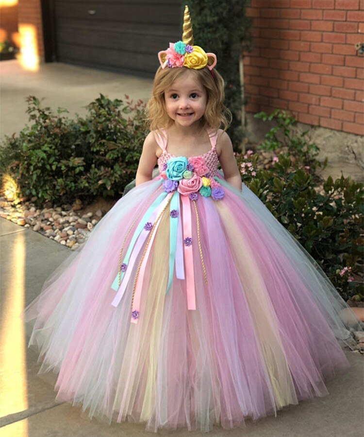Girls  Unicorn Flower Tutu Dress Girls  Unicorn Flower Tutu Dress