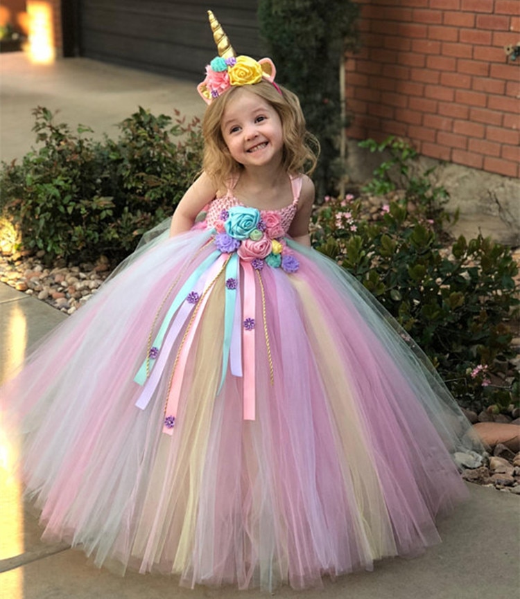 Girls Unicorn Flower Tutu Dress Girls Unicorn Flower Tutu Dress