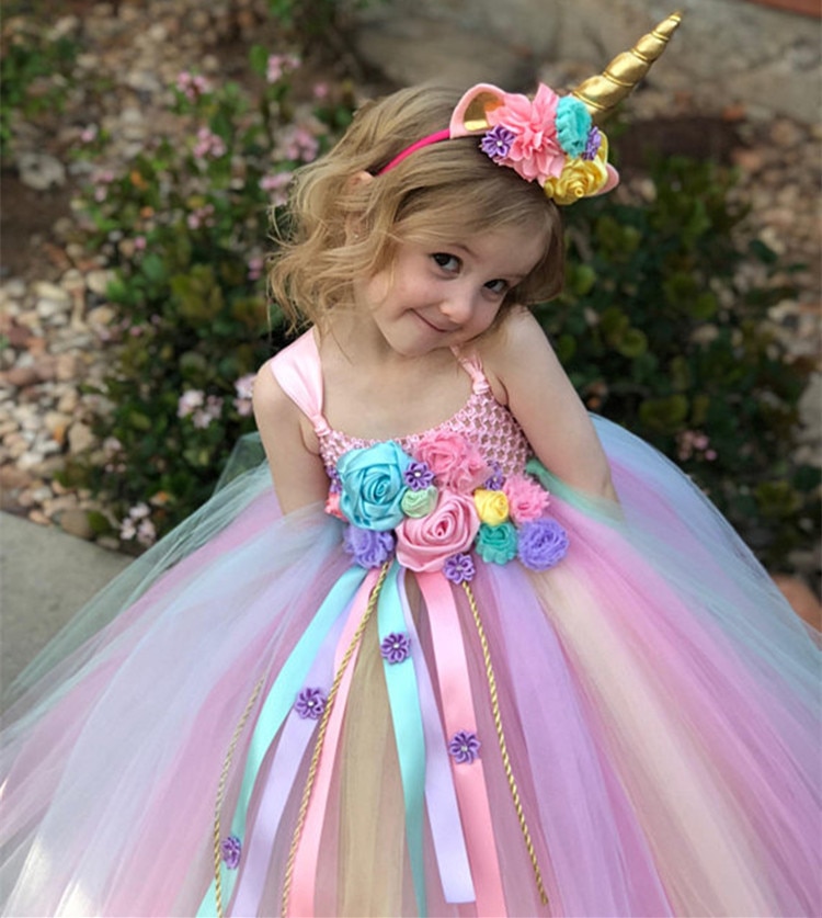 Girls Unicorn Flower Tutu Dress Girls Unicorn Flower Tutu Dress