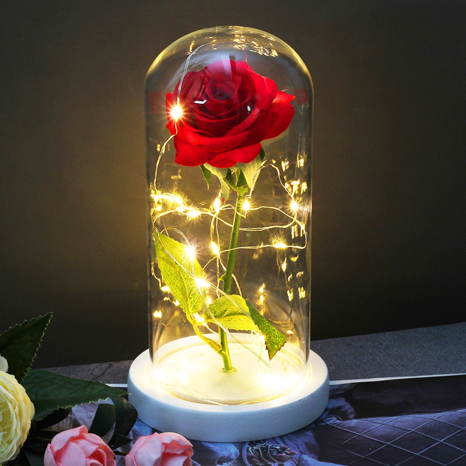 Beauty And The Beast Red Rose Flower In Glass Dome Beauty And The Beast Red Rose Flower In Glass Dome
