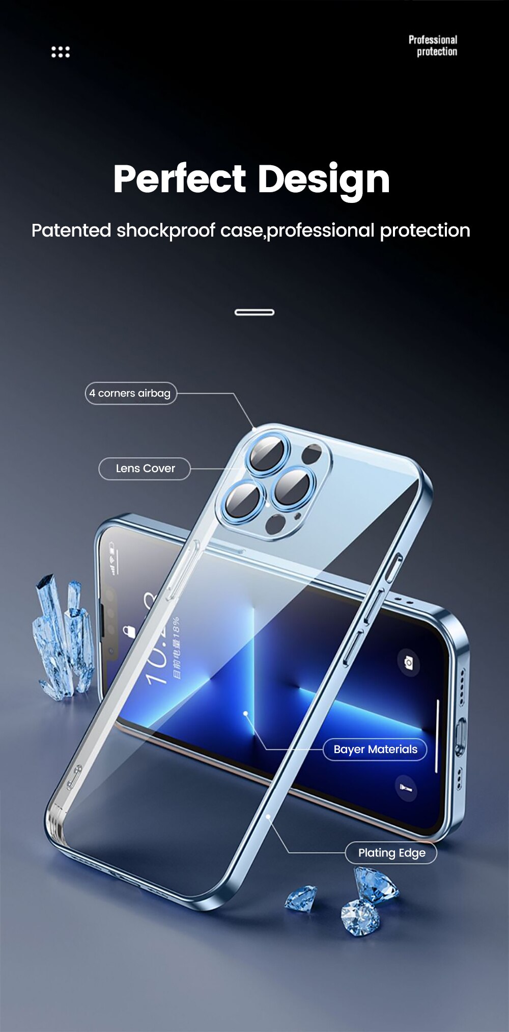 Plating Case For iPhone 13 12 Pro Max /Full Lens Cover and Shockproof