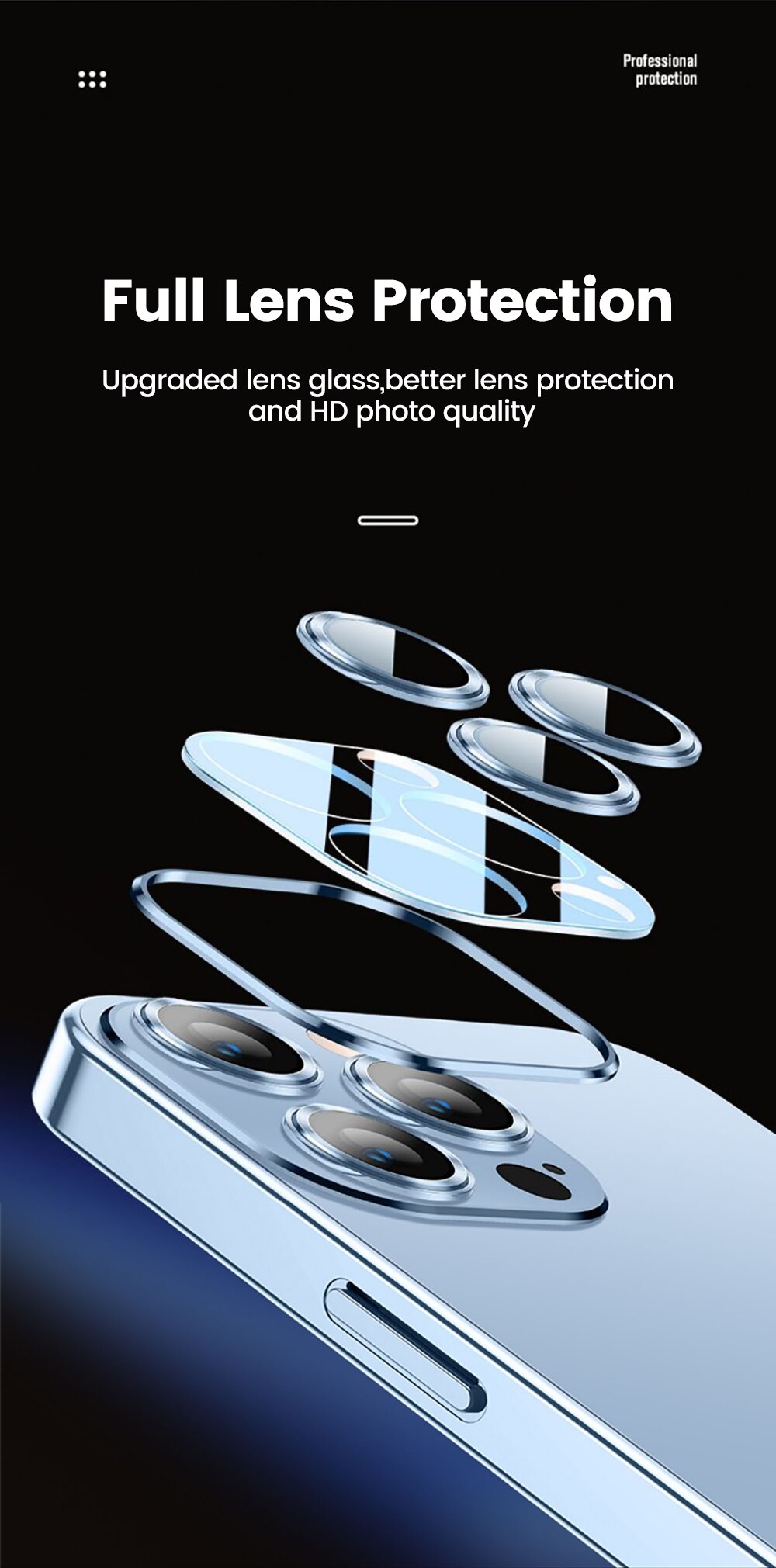 Plating Case For iPhone 13 12 Pro Max /Full Lens Cover and Shockproof