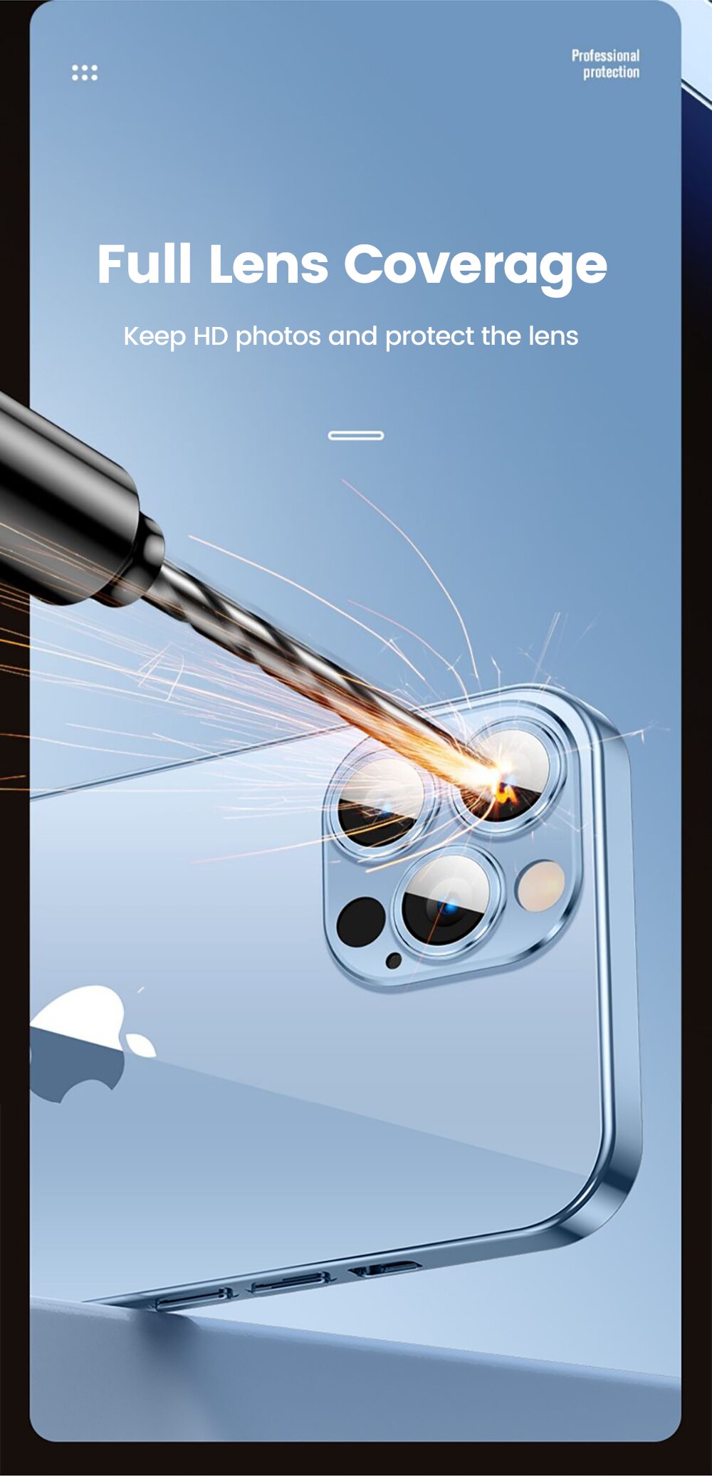 Plating Case For iPhone 13 12 Pro Max /Full Lens Cover and Shockproof