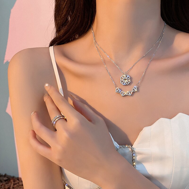 Crystal heart flower pendant Crystal heart flower pendant