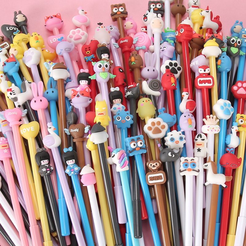 50 Stks/partij Leuke Cartoon Gel Pen 0.5Mm /Zwarte