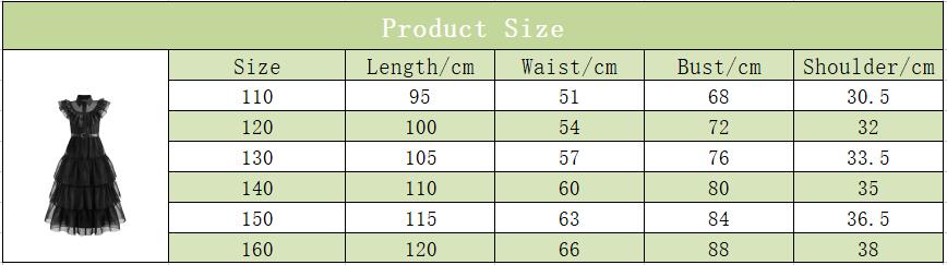 Addams Girl Costume  For Kids 5-14 Years