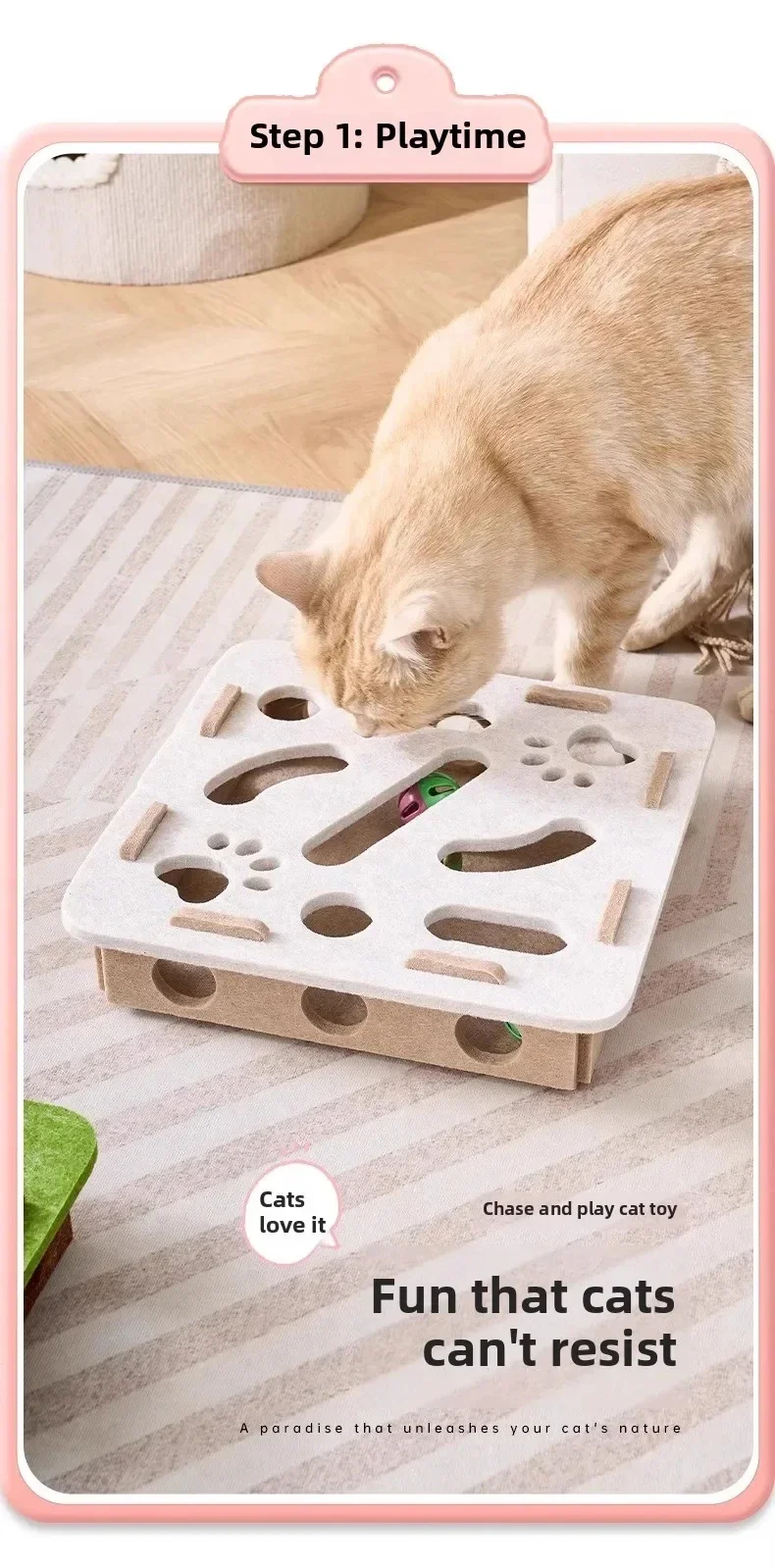 Puzzle Toy Felt Box For Cat Exercises Puzzle Toy Felt Box For Cat Exercises