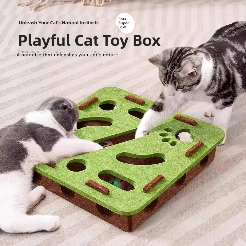 Puzzle Toy Felt Box For Cat Exercises Puzzle Toy Felt Box For Cat Exercises