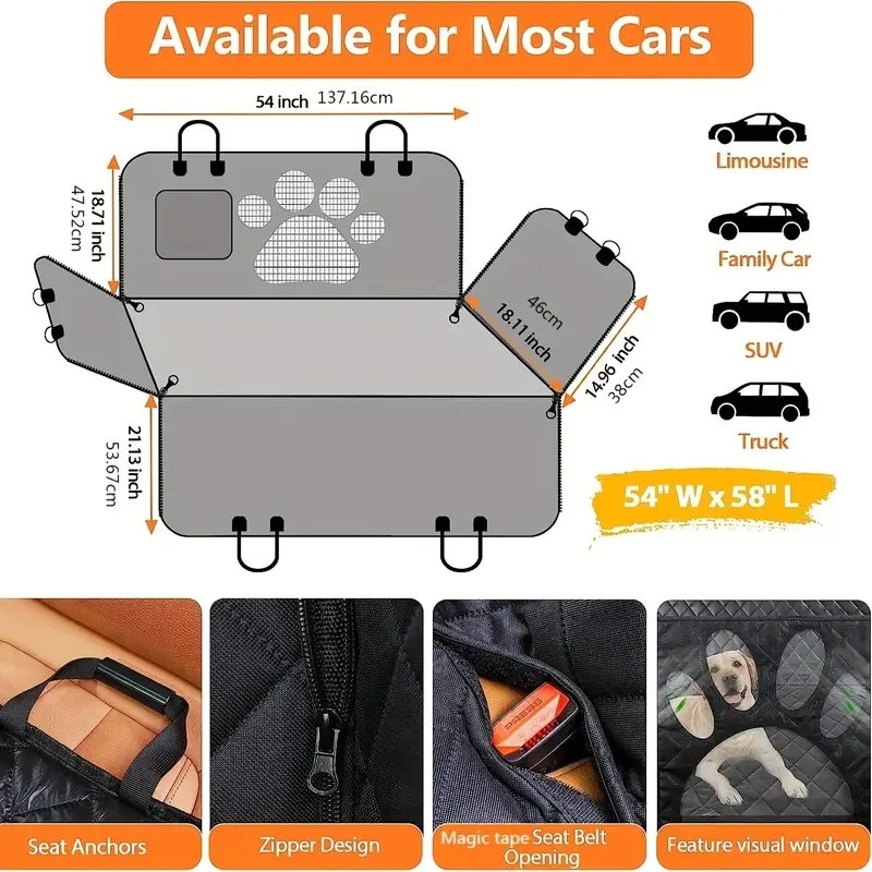 Universal Pet Seat Cover for Car Rear Seat, 100% Waterproof Universal Pet Seat Cover for Car Rear Seat, 100% Waterproof
