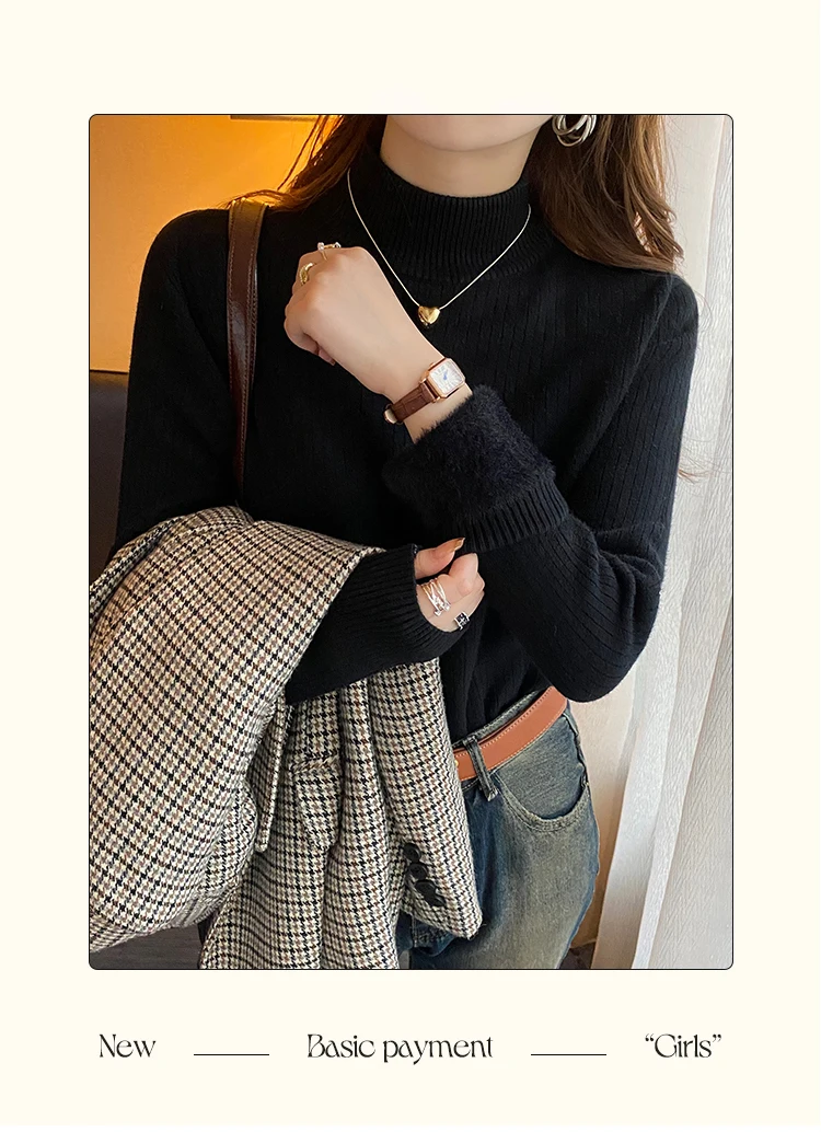 Turtleneck Sweater with Velvet Lining Turtleneck Sweater with Velvet Lining