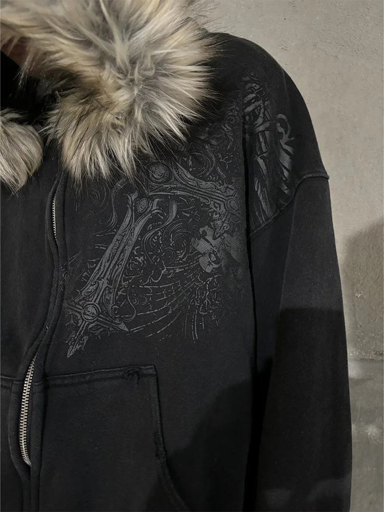 Faux Fur Collar Hoodies