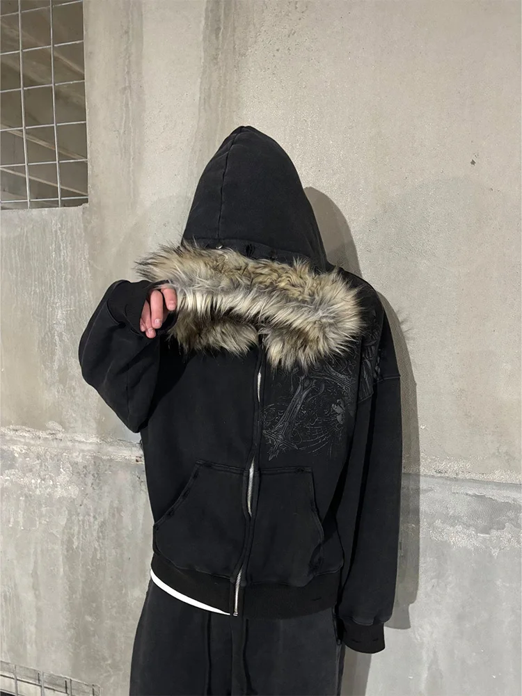 Faux Fur Collar Hoodies