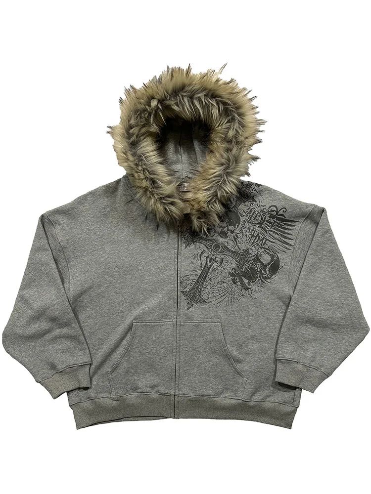 Faux Fur Collar Hoodies