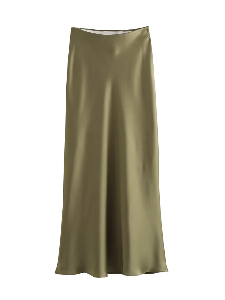 High Waist SatinLong Skirts