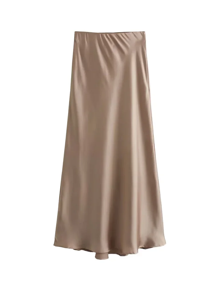 High Waist SatinLong Skirts