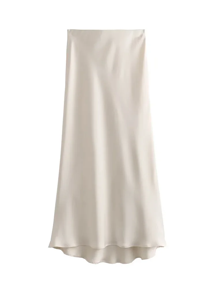 High Waist SatinLong Skirts