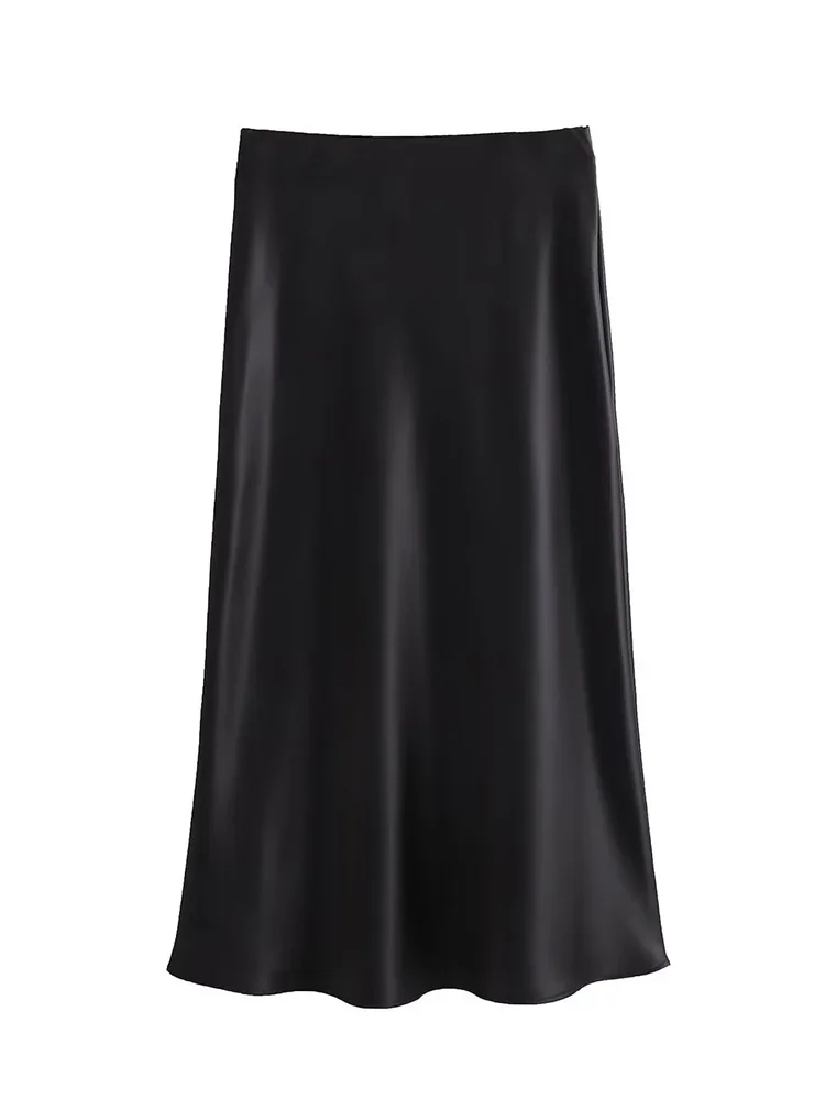 High Waist SatinLong Skirts