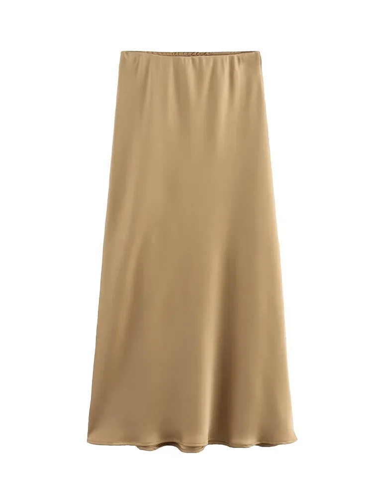 High Waist SatinLong Skirts