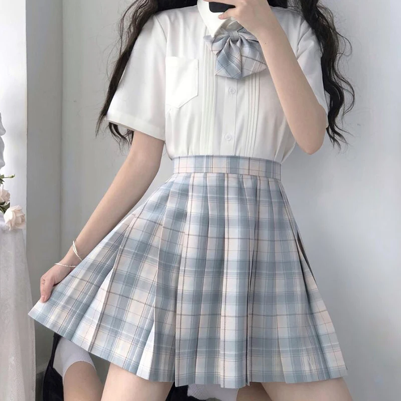 ZOKI Plaid Women Pleated Skirt Bow Knot Summer High Waist Preppy Girls Dance Mini Skirt Cute A Line Harajuku Sexy Japan Faldas