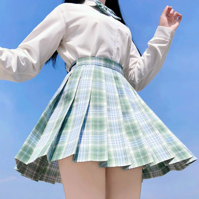 ZOKI Plaid Women Pleated Skirt Bow Knot Summer High Waist Preppy Girls Dance Mini Skirt Cute A Line Harajuku Sexy Japan Faldas